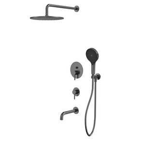 Изображение товара Душевая система Whitecross Y, YSET07TOPGM, с изливом, цвет вороненая сталь, gunmetal