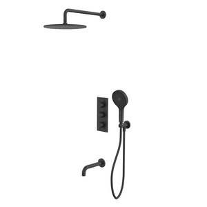 Изображение товара Душевая система Whitecross Y, YSET11TOPBL, с термостатом, с изливом, цвет черный матовый