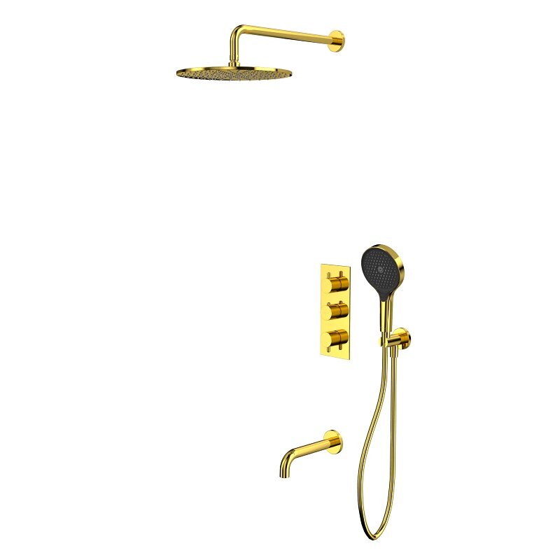 Изображение товара Душевая система Whitecross Y с термостатом и изливом, золото, Польша