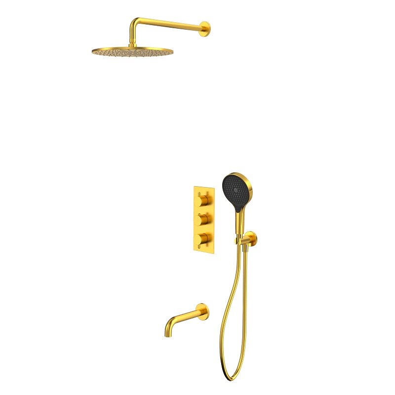 Изображение товара Душевая система Whitecross Y с термостатом и изливом брашированное золото