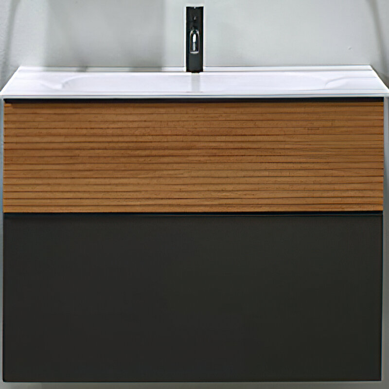 Изображение товара Тумба c раковиной Fiumo Burgbad SFXN082F3958FOT52G0200C0001*1, 82 см, подвесная, Tectona Dekor Zimt Graphit Softmatt