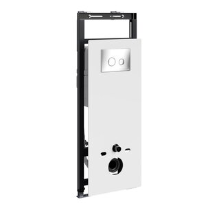 Изображение товара Инсталляция для унитаза WasserKraft Salm 27TLT.010.ME.WH.CH01, декоративная стеклянная панель белая, механическая кнопка смыва хром