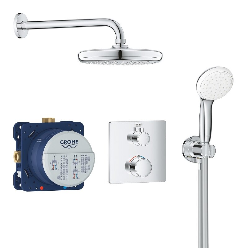 Изображение товара Душевая система Grohe Grohtherm термостатическая с верхним и ручным душем Изображение товара Душевая система Grohe Grohtherm термостатическая с верхним и ручным душем