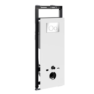 Изображение товара Инсталляция для унитаза WasserKraft Salm 27TLT.010.ME.WH.CH02, декоративная стеклянная панель белая, механическая кнопка смыва хром