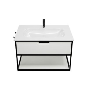 Изображение товара Тумба с раковиной Burgbad Vry 93 см подвесная белый матовый Германия