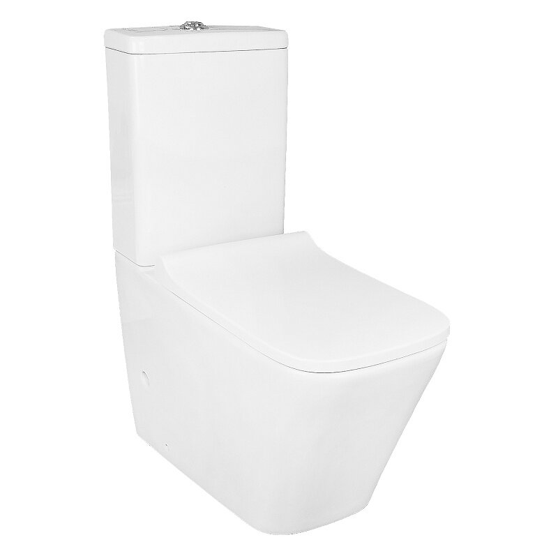 Изображение товара Напольный безободковый унитаз Azario Quadro AZ-2175 UQ1, с бачком, крышка микролифт, смыв торнадо, белый