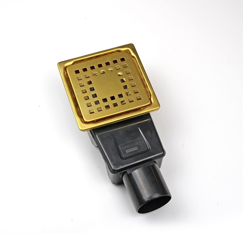 Изображение товара Душевой трап RGW Drain Leo-01-10Gb, 60210110-06, 10 х 10 см,  решетка золото матовое