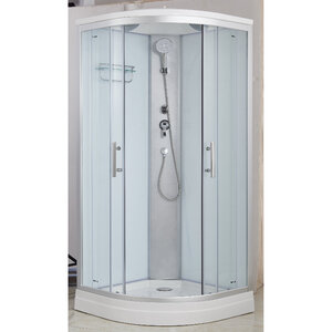 Изображение товара Душевая кабина Imwei XDM-09CW, 90 x 90 см, средний поддон, с крышей, стекла прозрачные, профиль серебристый