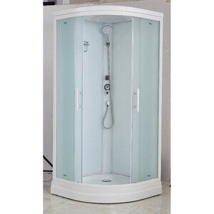 Изображение товара Душевая кабина Imwei XDM-09FH, 90 x 90 см, средний поддон, с крышей, стекла матовые, профиль брашированный, анодированный, алюминиевый