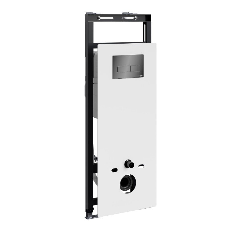 Изображение товара Инсталляция для унитаза WasserKraft Salm 27TLT.010.ME.WH.PB03, декоративная стеклянная панель белая, механическая кнопка смыва черная Изображение товара Инсталляция для унитаза WasserKraft Salm 27TLT.010.ME.WH.PB03, декоративная стеклянная панель белая, механическая кнопка смыва черная
