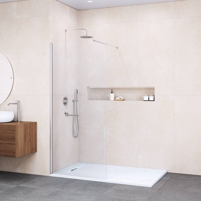 Изображение товара Душевая стенка RGW Walk In WA-010, 351001014-11, 140 см, стекло прозрачное, профиль хром