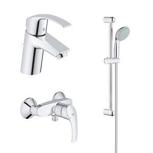 Изображение товара Комплект смесителей Grohe Eurosmart, 123570, с душевым гарнитуром, хром