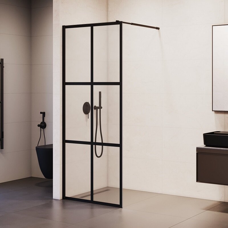 Изображение товара Душевая стенка RGW WA-111 B, 411011106-84, 60 см, стекло прозрачное черный принт, профиль черный