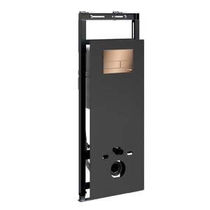 Изображение товара Инсталляция для унитаза WasserKraft Salm 27TLT.010.ME.BL.RG04, декоративная стеклянная панель черная, механическая кнопка смыва золото розовое