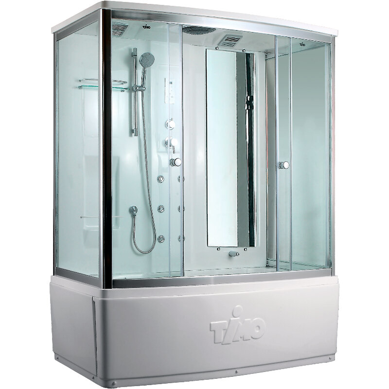 Изображение товара Душевой бокс Timo Lux T-7750(NEW), 150 x 88 см, c крышей, высокий поддон, с гидромассажем, стекла прозрачные, профиль хром Изображение товара Душевой бокс Timo Lux T-7750(NEW), 150 x 88 см, c крышей, высокий поддон, с гидромассажем, стекла прозрачные, профиль хром