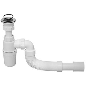 Изображение товара Сифон для раковины McAlpine MRSK9, боковой выпуск, нержавеющая решетка, 300-500 см