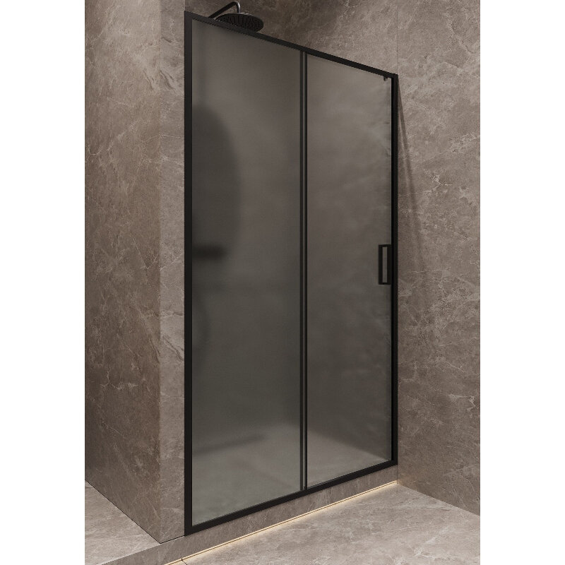 Изображение товара Душевая дверь Timo T02 120х195 см раздвижная матовое стекло черный профиль