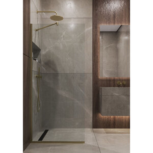 Изображение товара Душевая стенка Timo T14, 120 х 195 см, со свободным входом, стекло прозрачное, профиль золото