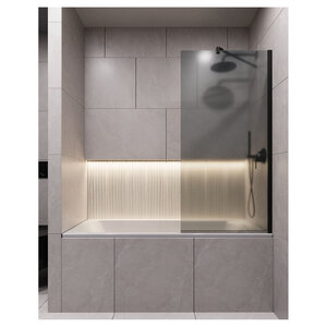 Изображение товара Шторка на ванну Timo T15, 60 см, стекло матовое, профиль черный