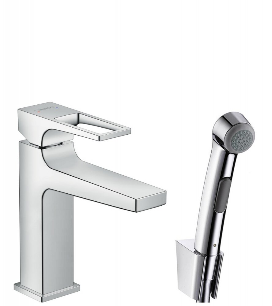 Изображение товара Смеситель для раковины Hansgrohe Metropol с гигиеническим душем, хром, Германия