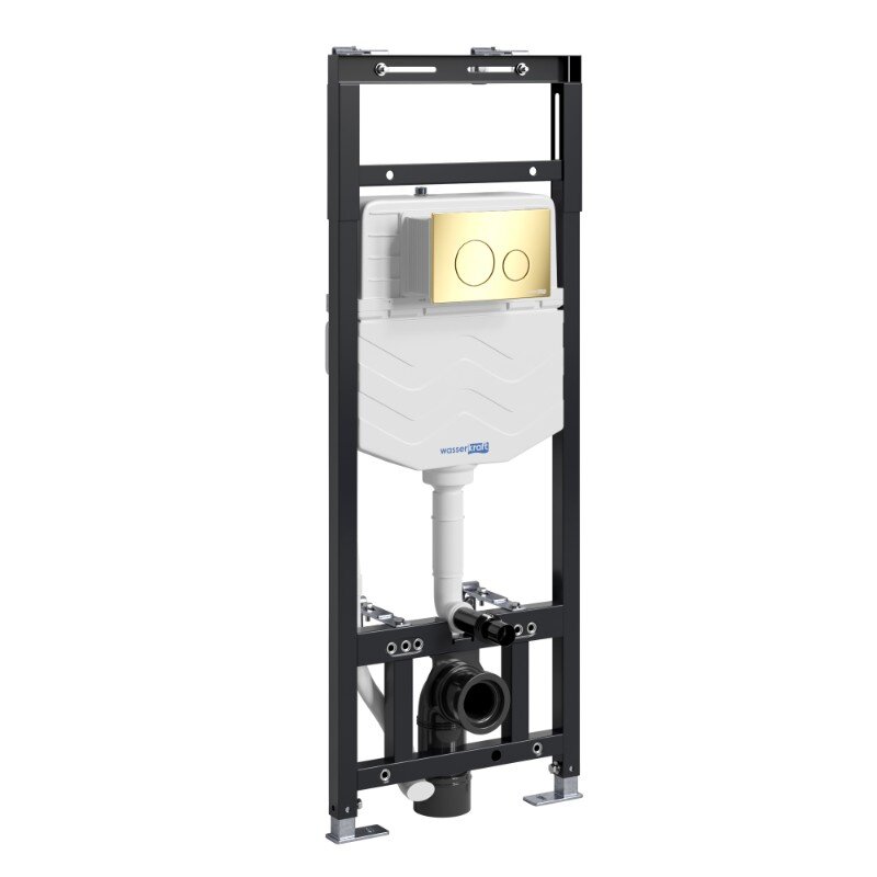 Изображение товара Инсталляция для унитаза WasserKraft Alme 15TLT.010.ME.PG02, механическая клавиша золото глянцевое