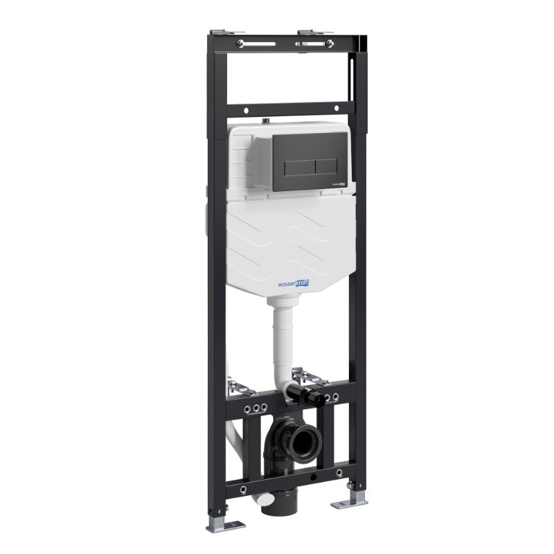 Изображение товара Инсталляция для унитаза WasserKraft Alme 15TLT с механической клавишей черной матовой