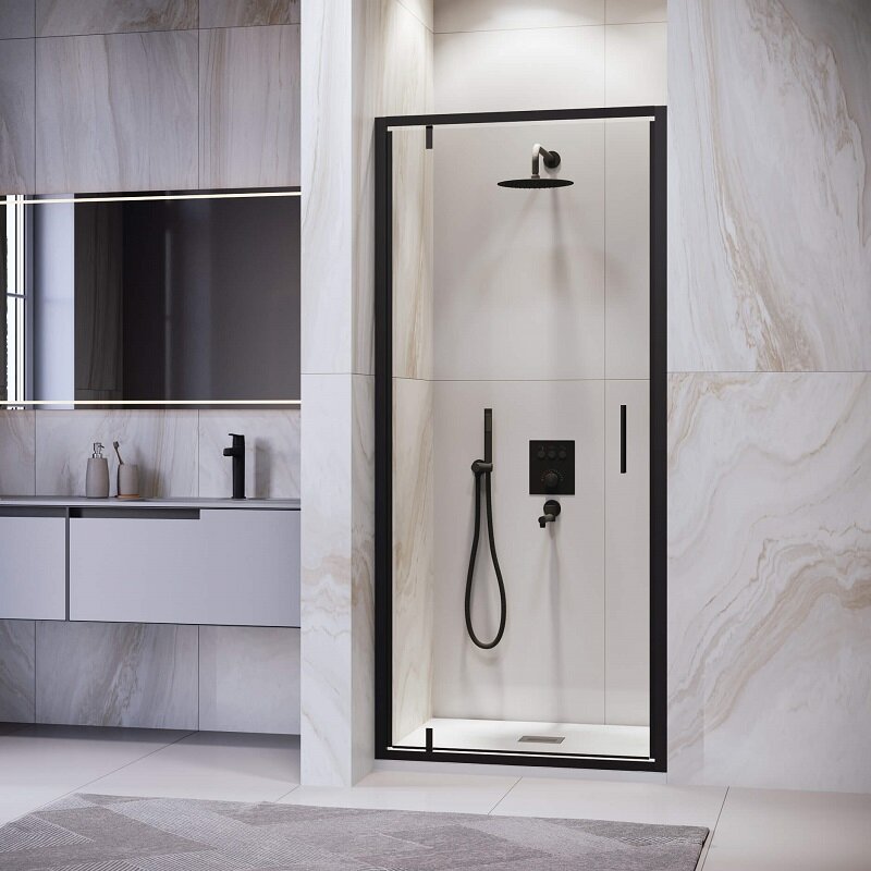 Изображение товара Душевая дверь RGW Leipzig LE-102-B 80 см стекло прозрачное профиль черный Германия