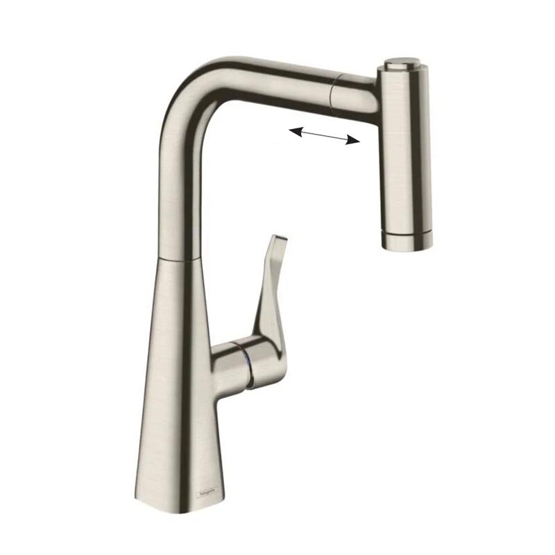 Изображение товара Смеситель для кухонной мойки Hansgrohe Metris, 73800800, сталь Изображение товара Смеситель для кухонной мойки Hansgrohe Metris, 73800800, сталь