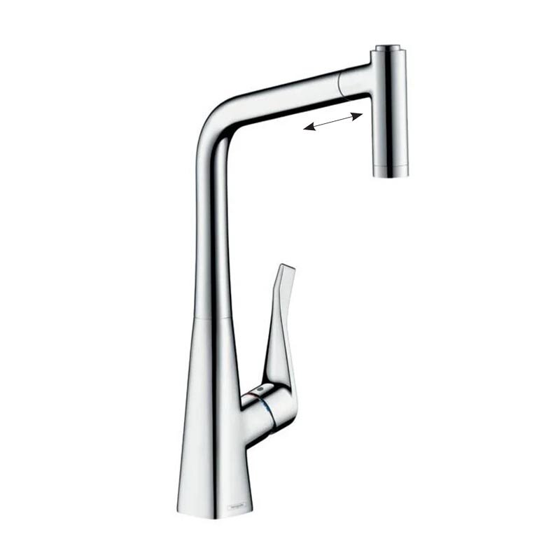 Изображение товара Смеситель для кухонной мойки Hansgrohe Metris, 73801000, хром Изображение товара Смеситель для кухонной мойки Hansgrohe Metris, 73801000, хром