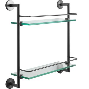 Изображение товара Полочка стеклянная Allen Brau Priority 6.31015-MG, двухъярусная, держатели графит брашированный