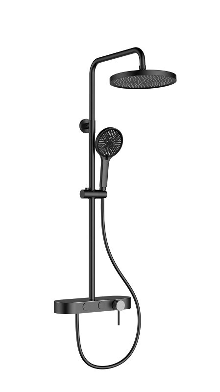 Изображение товара Душевая система Vincea VSFS-402MB с верхним душем 25,5 см и ручным душем в черном матовом цвете