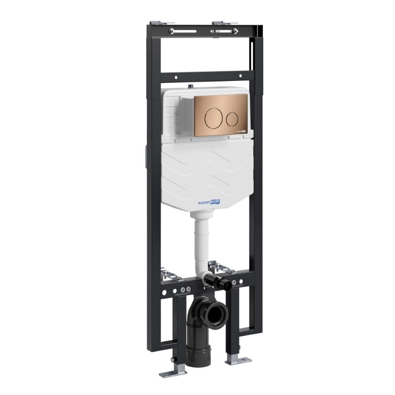 Изображение товара Инсталляция для унитаза WasserKraft Dinkel 58TLT.010.ME.RG02, механическая клавиша золото розовое