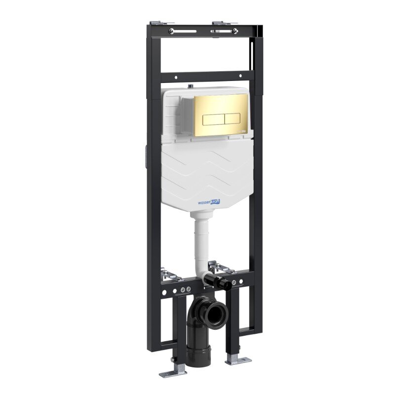 Изображение товара Инсталляция для унитаза WasserKraft Dinkel 58TLT 010 МЕ PG03 с механической кнопкой золото глянцево