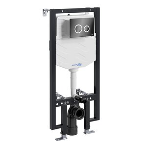 Изображение товара Инсталляция для унитаза WasserKraft Vils 56TLT.010.ME.PB01, механическая клавиша черная, ободки хром
