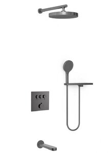 Изображение товара Душевая система Vincea Inspire VSFW-431I2RGM, термостатическая, с полкой, вороненая сталь