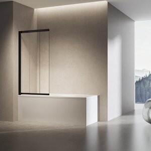 Изображение товара Шторка для ванны Vincea VSB-6E900CLB-R/VSB-6E900CLB-L, 90 см, стекло прозрачное, профиль черный, левая/правая