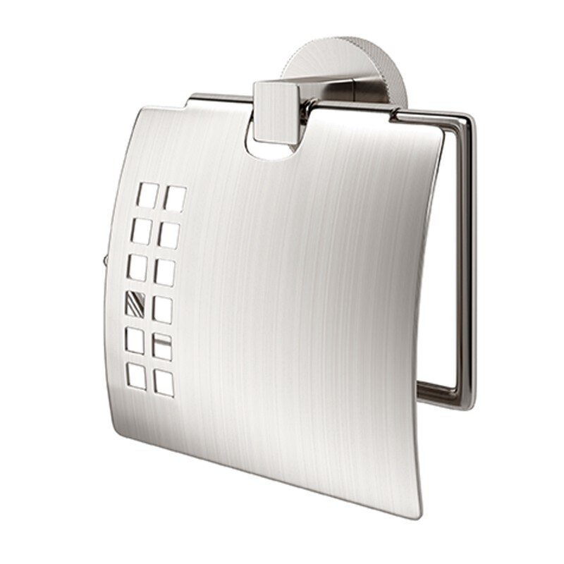 Изображение товара Держатель туалетной бумаги WasserKRAFT Никель с крышкой для современного интерьера