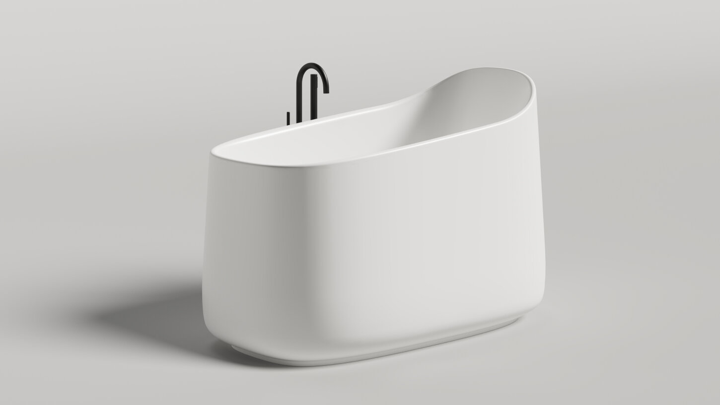 Изображение товара Ванна Salini Cascata Oriente Ofuro 1043101MF, 140 х 80 см, из искусственного камня S-Sense, цвет белый матовый, покраска по RAL полностью