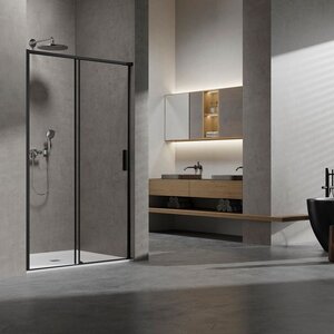 Изображение товара Душевая дверь Vincea Slim VDS-6SL130CLB, 130 см, стекло прозрачное, профиль черный