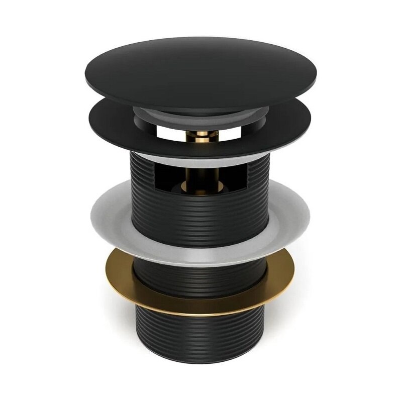 Изображение товара Донный клапан Maretti AC19Z12560, с переливом, автомат clik-clack, цвет черный матовый Изображение товара Донный клапан Maretti AC19Z12560, с переливом, автомат clik-clack, цвет черный матовый