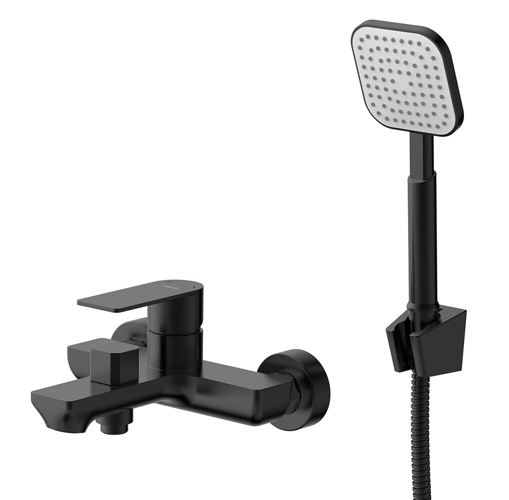 Изображение товара Смеситель Milardo Maze MAZBL00M02 для ванны, с душевым гарнитуром, черный матовый