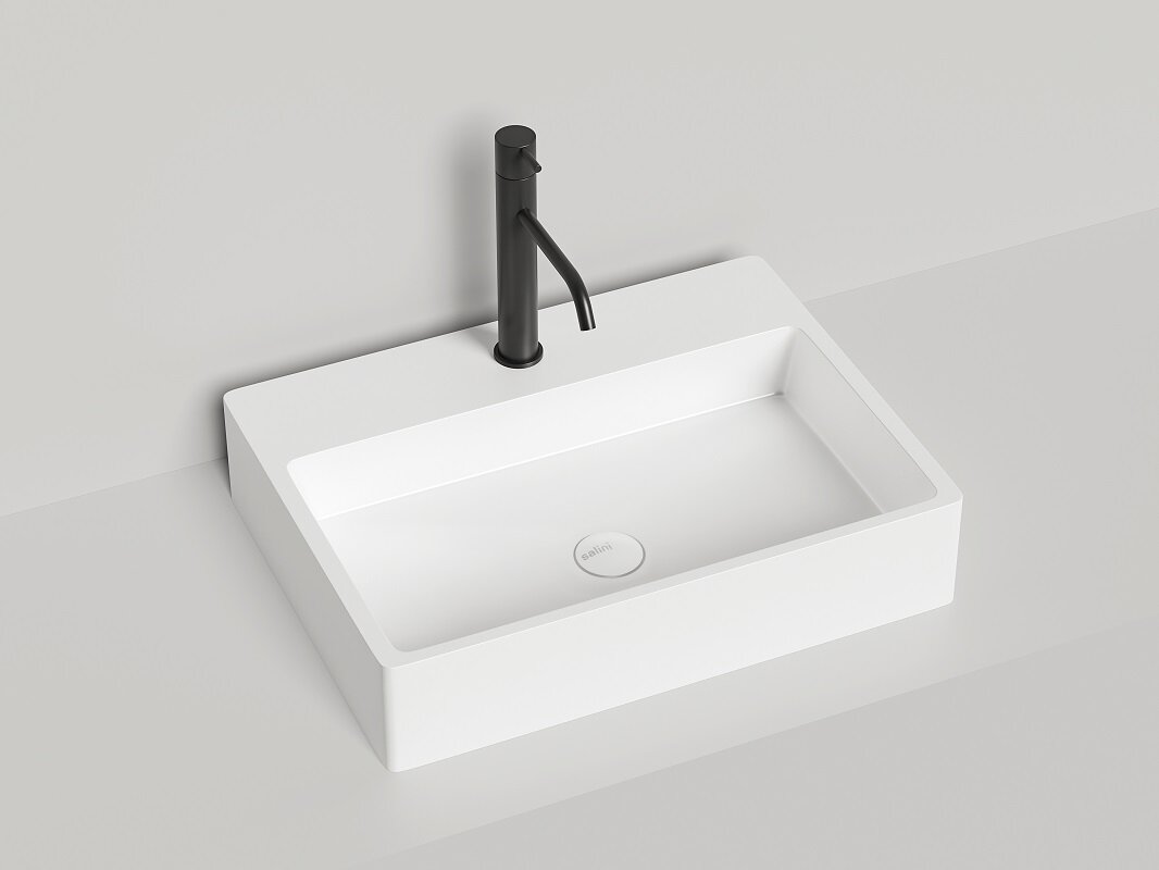 Изображение товара Раковина Salini Ottavia 1103101GF, 60 см, из искусственного камня S-Sense, цвет белый глянцевый, покраска по RAL полностью