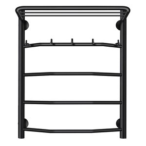 Изображение товара Полотенцесушитель водяной Secado Агата 1КСП, 4673739223208, ширина 60 см, высота 60 см, с крючками, с полкой, черный матовый