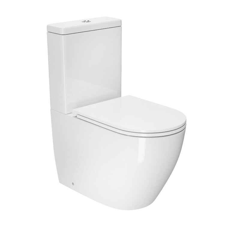 Изображение товара Унитаз-компакт D&K Matrix DT1397516 безободковый с сиденьем микролифт, белый Германия