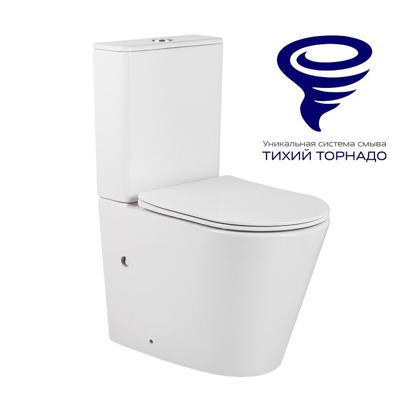 Изображение товара Унитаз-компакт Prato Рим CO-6093A безободковый с микролифтом белый