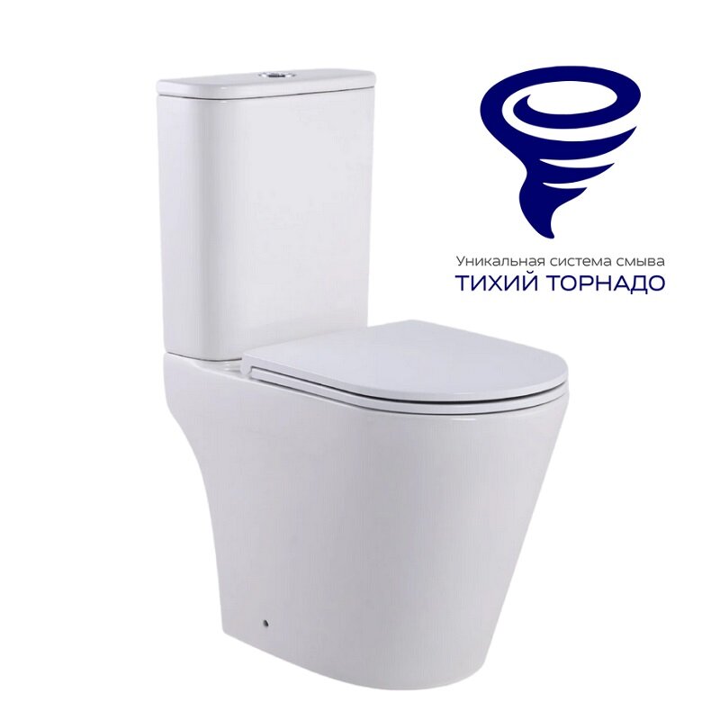 Изображение товара Унитаз-компакт Prato Рим CO-6095A безободковый с микролифтом и смывом Торнадо