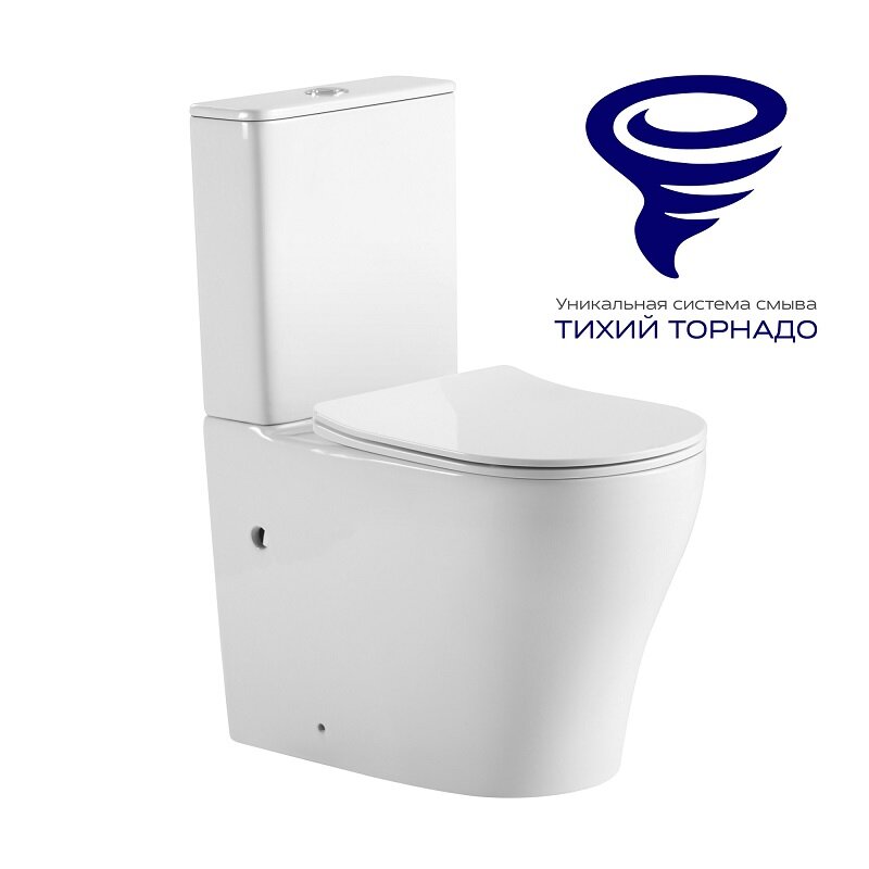 Изображение товара Унитаз-компакт Prato Кодэ CO-6092A безободковый с микролифтом и смывом Торнадо