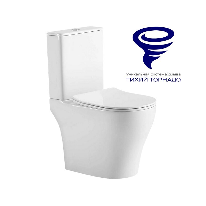 Изображение товара Унитаз-компакт Prato Кодэ CO-6094A безободковый с мягким закрыванием и системой Торнадо