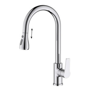 Изображение товара Смеситель для кухонной мойки Aquatek Лугано AQ1784CR, с вытяжным изливом, хром