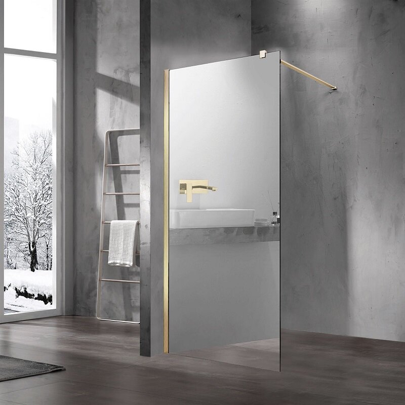 Изображение товара Душевая стенка Vincea Walk-In VSW-1H100MRG 100 см со свободным входом, кронштейн обрезной, стекло зеркальное, профиль золото матовое Изображение товара Душевая стенка Vincea Walk-In VSW-1H100MRG 100 см со свободным входом, кронштейн обрезной, стекло зеркальное, профиль золото матовое